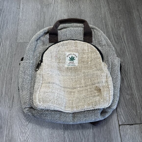 Handmade Pure Himalayan Hemp Backpack Travel Hippie Small Padded Compartment Med main image 6